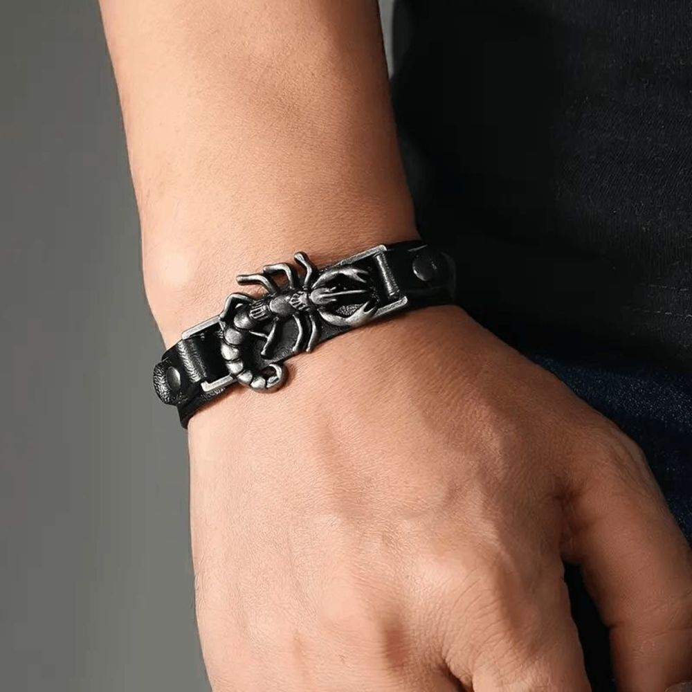 Scorpion Leather Unisex Bracelet